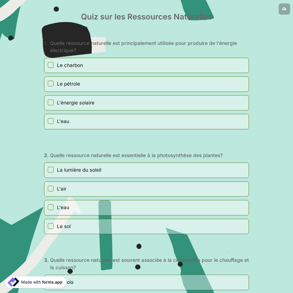 Quiz sur les Ressources Naturelles