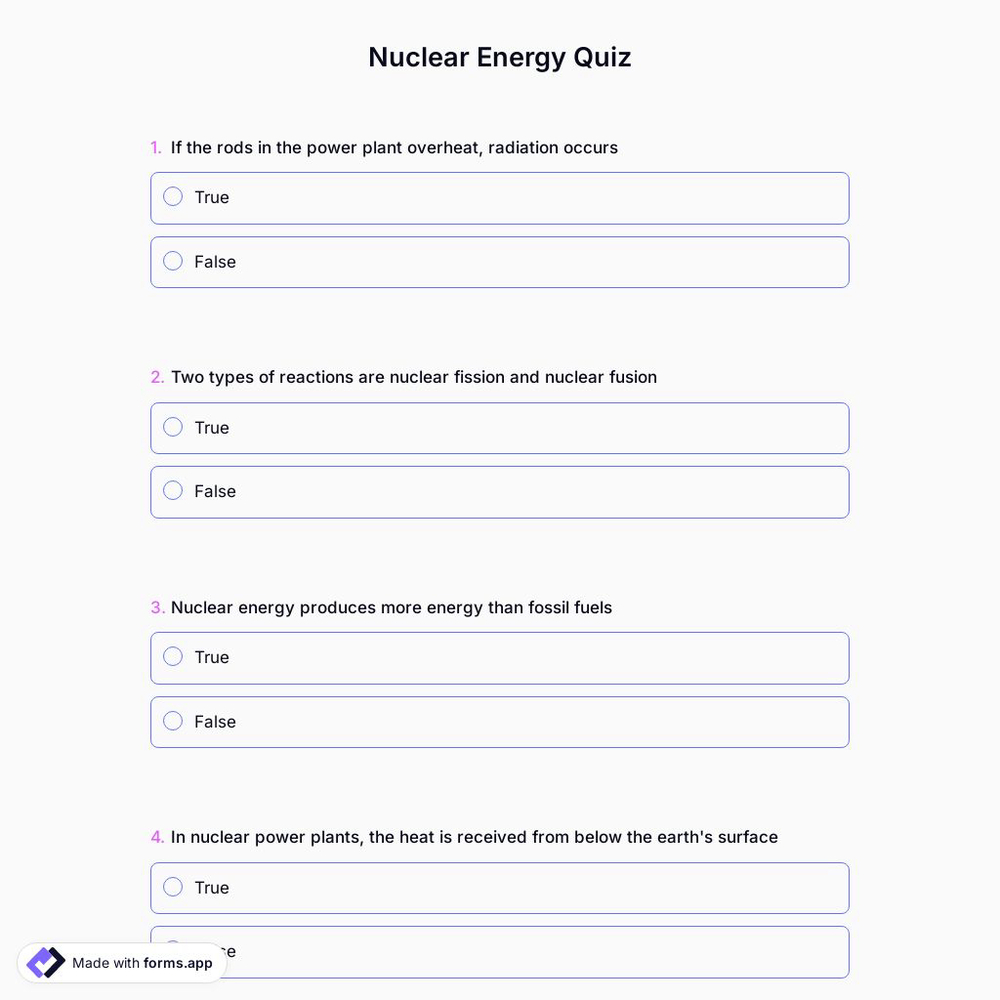 Nuclear Energy Quiz