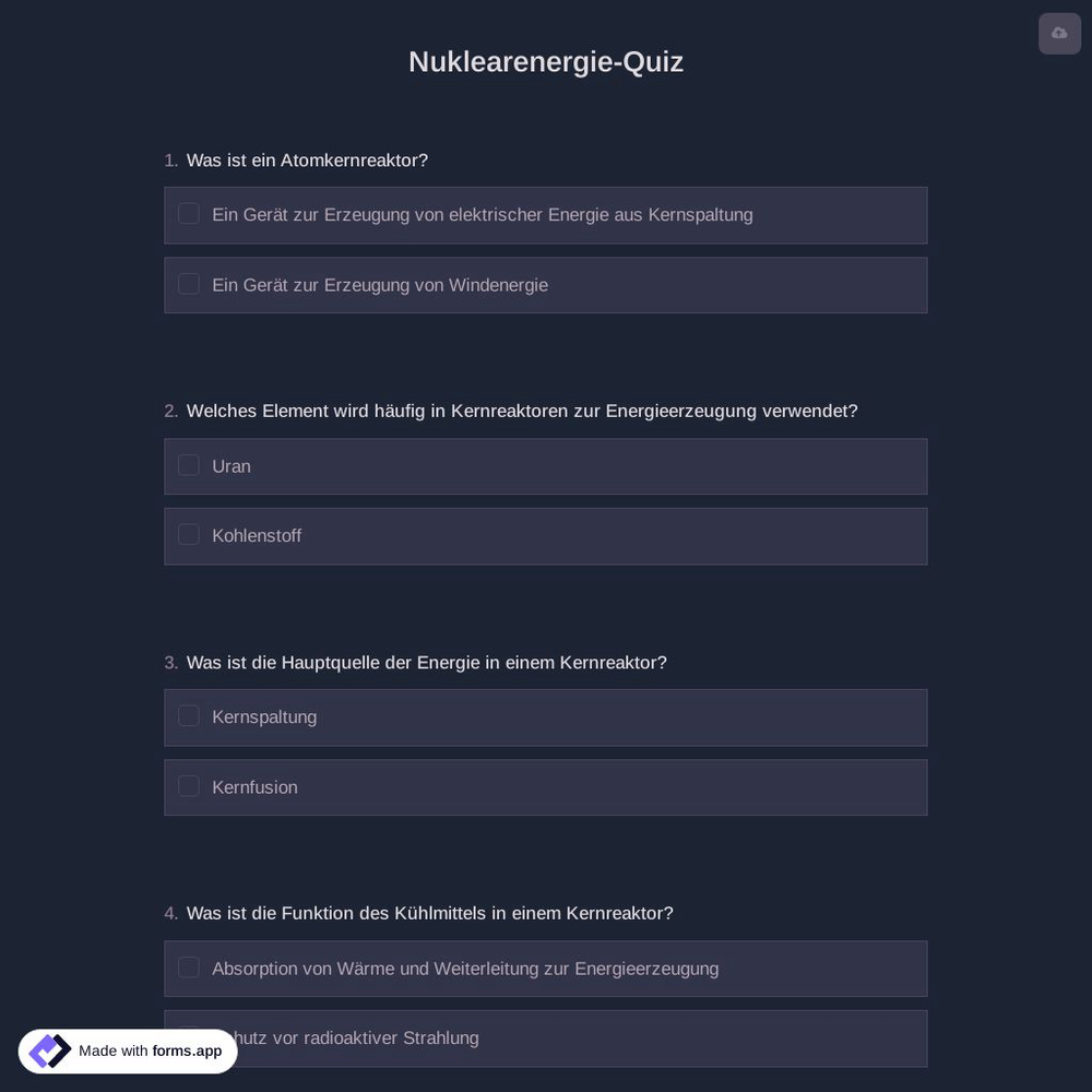 Nuklearenergie-Quiz