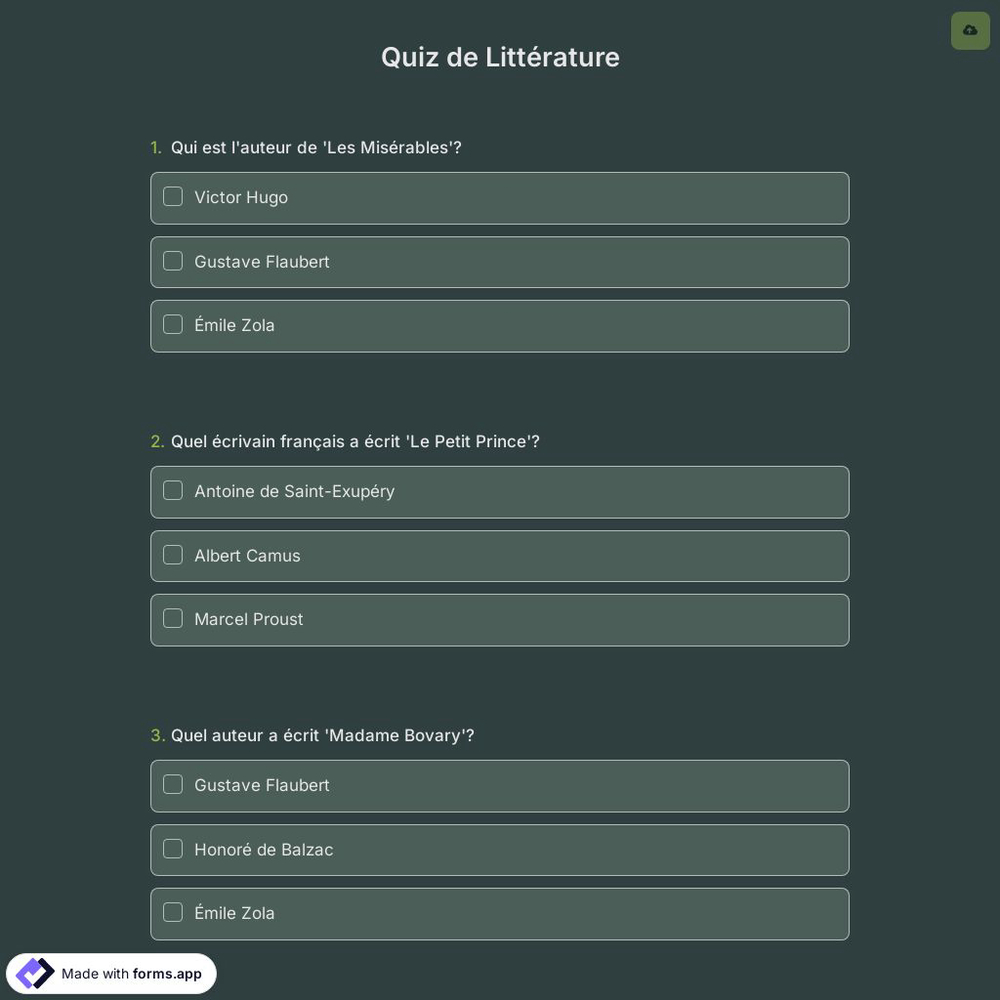 Quiz de Littérature