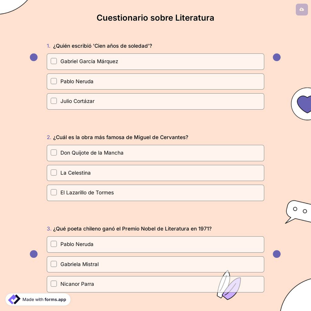 Cuestionario sobre Literatura