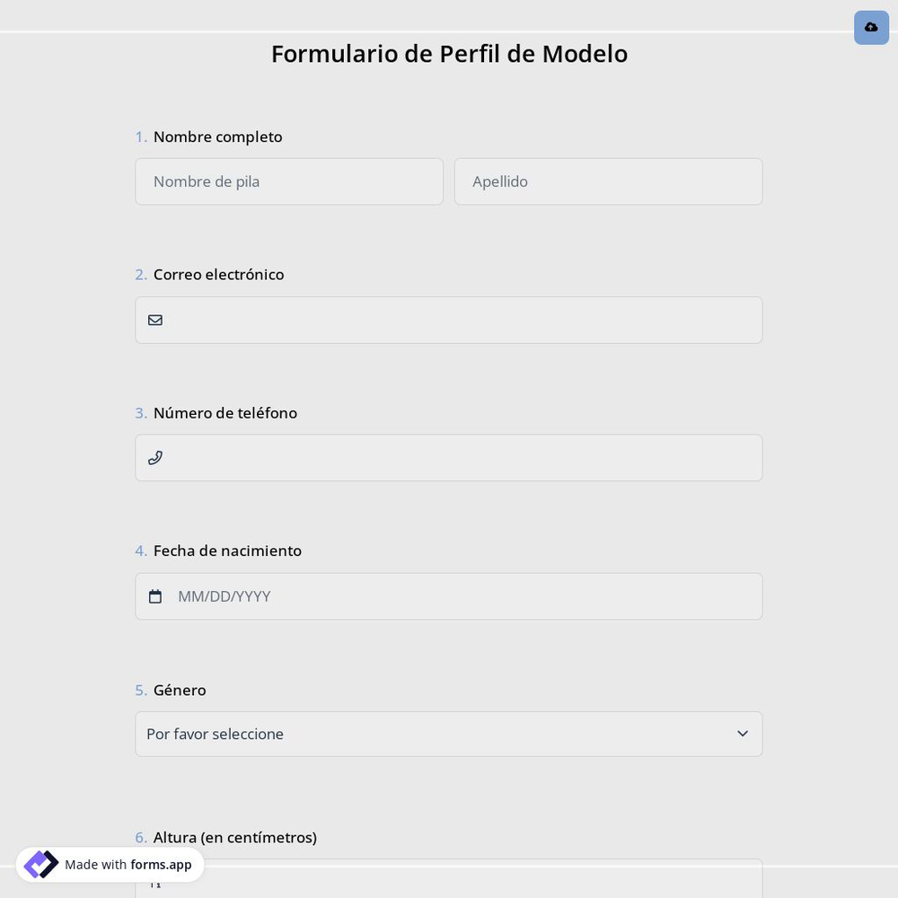 Formulario de Perfil de Modelo