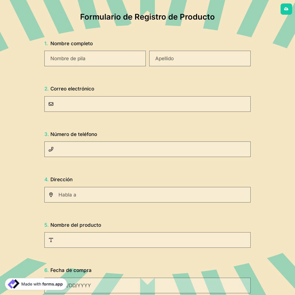 Formulario de Registro de Producto