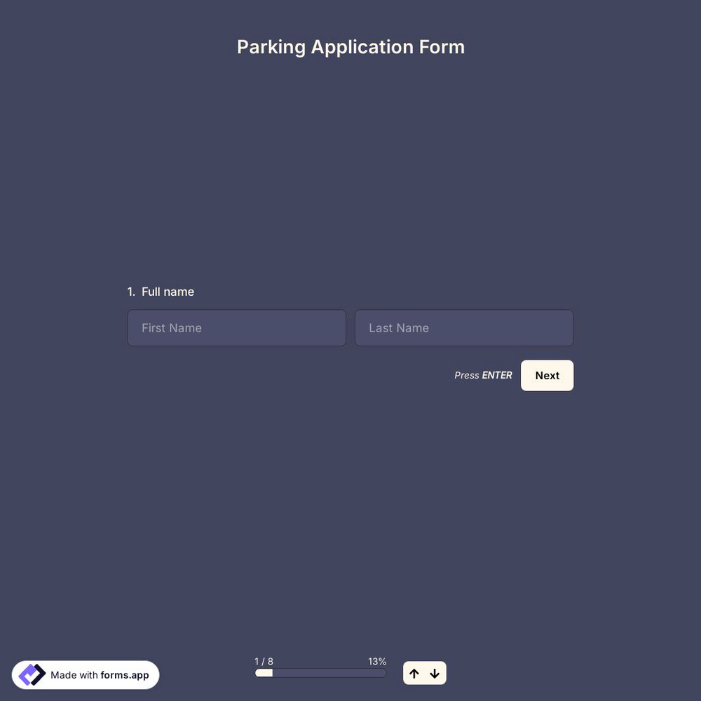 Parking Application Form