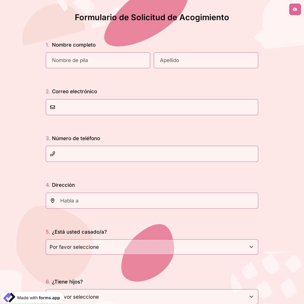 Formulario de Solicitud de Acogimiento