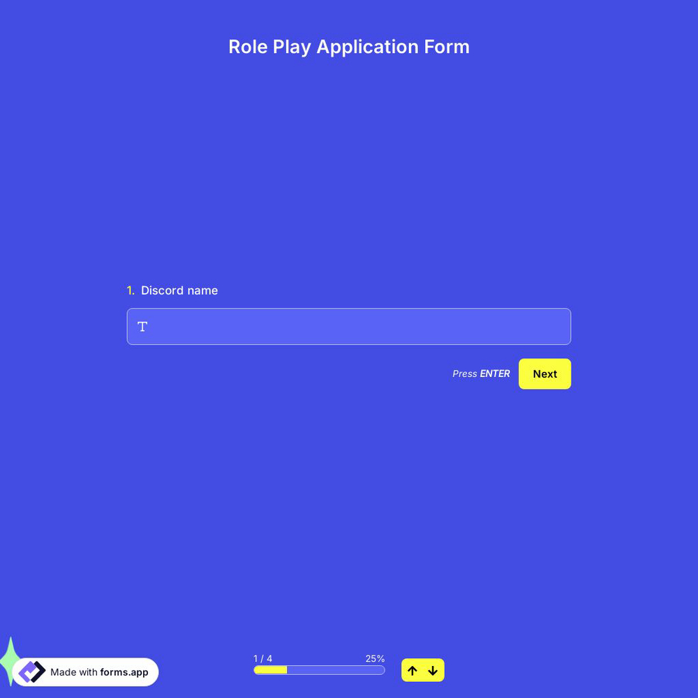 Role Play Application Form