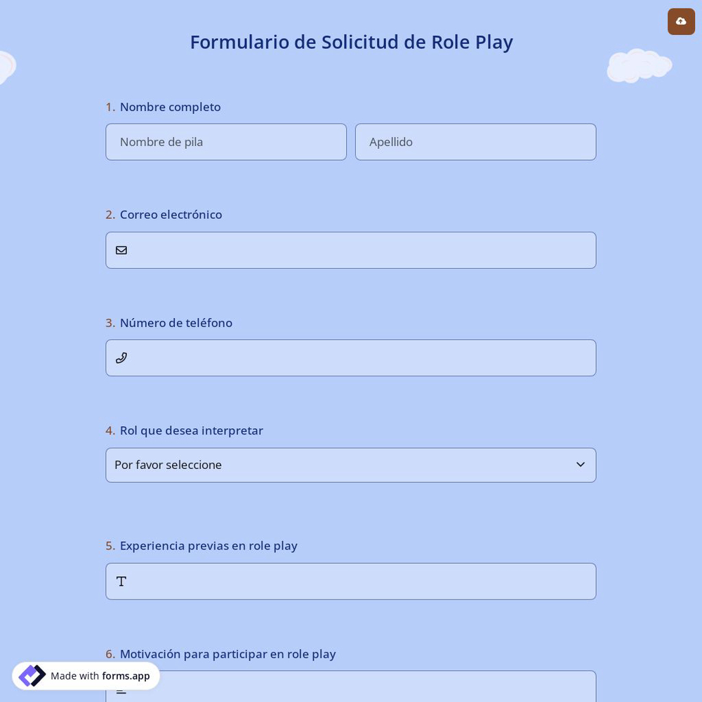Formulario de Solicitud de Role Play