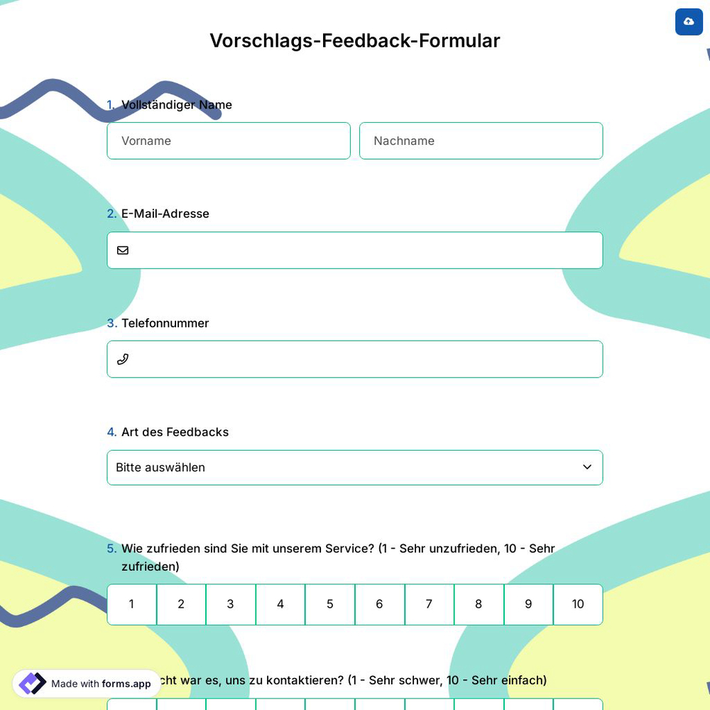 Vorschlags-Feedback-Formular