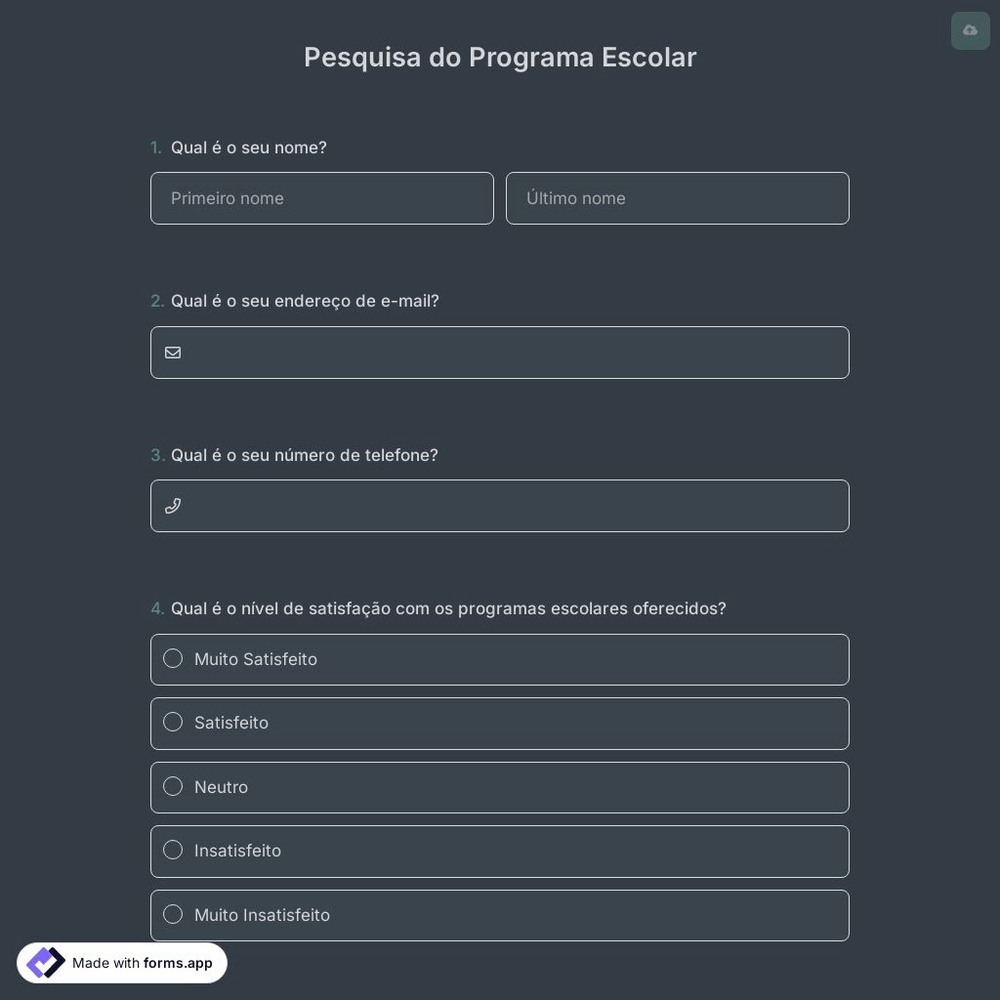 Pesquisa do Programa Escolar
