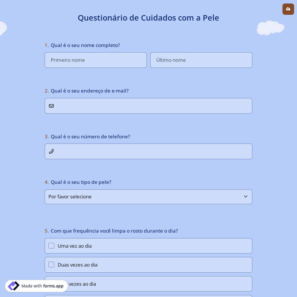 Questionário de Cuidados com a Pele