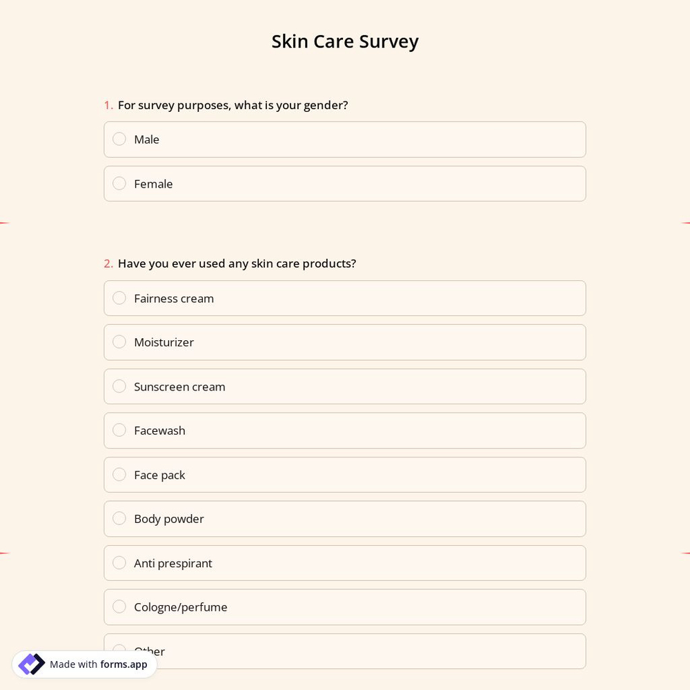 Skin Care Survey