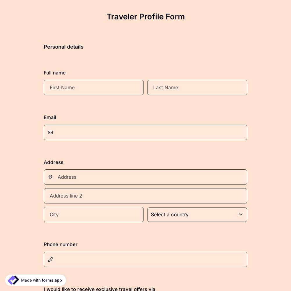 Traveler Profile Form