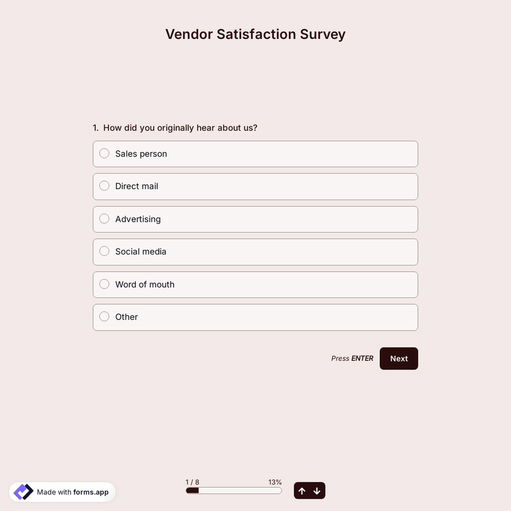 Vendor Satisfaction Survey