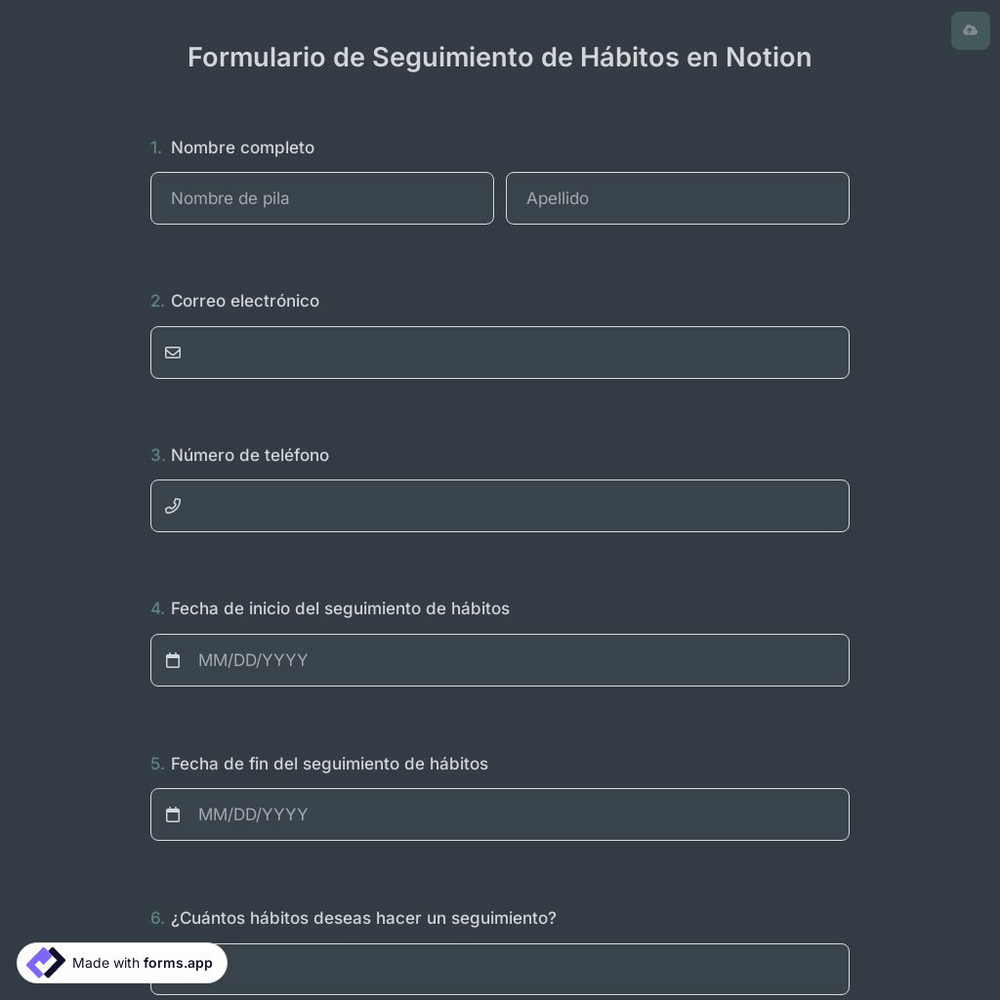 Formulario de Seguimiento de Hábitos en Notion
