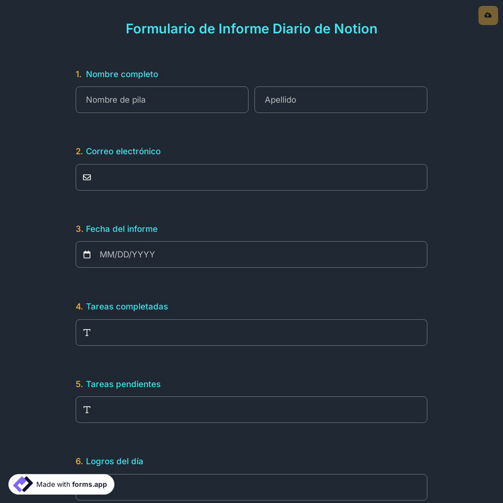Formulario de Informe Diario de Notion