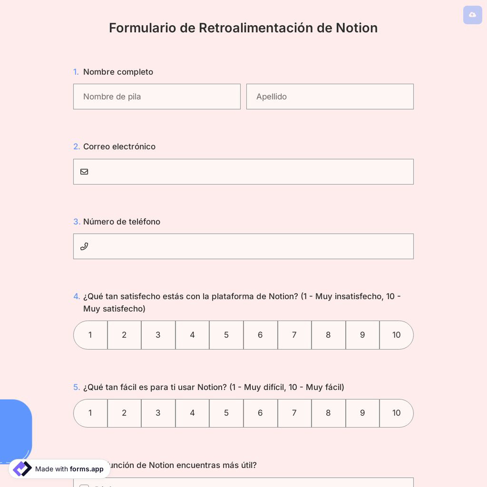 Formulario de Retroalimentación de Notion