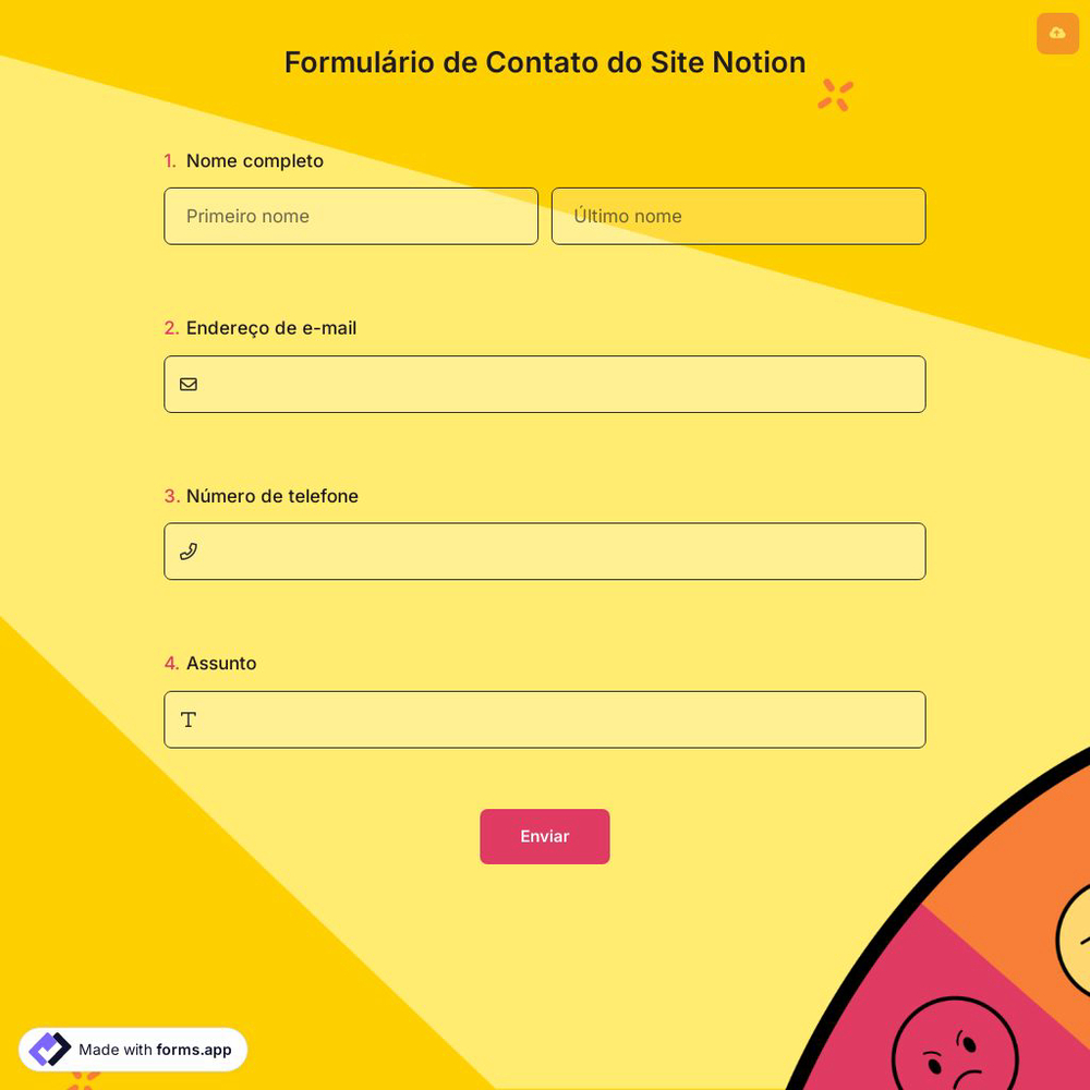 Formulário de Contato do Site Notion