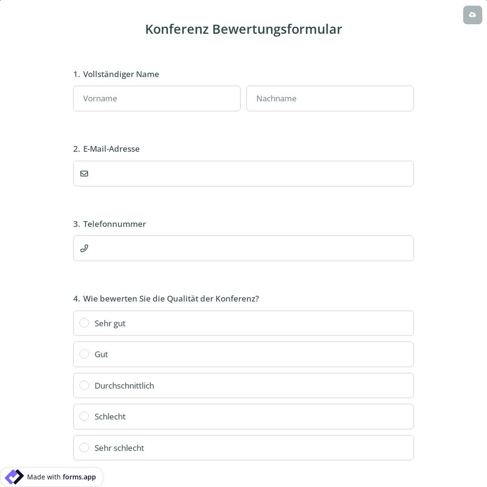 Konferenz Bewertungsformular