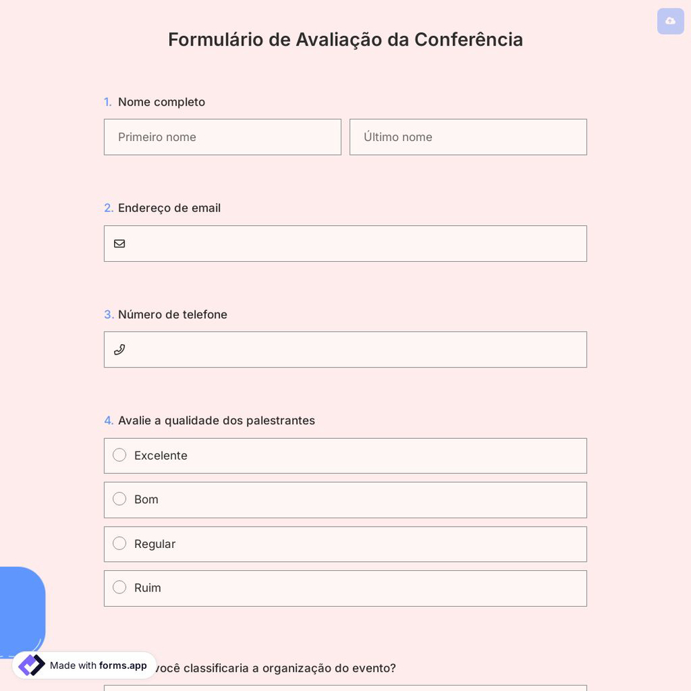Formulário de Avaliação da Conferência