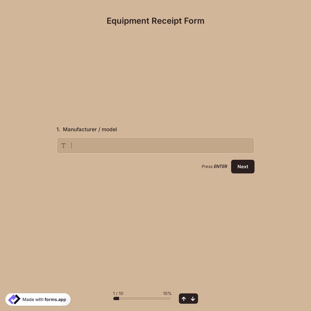 Equipment Receipt Form