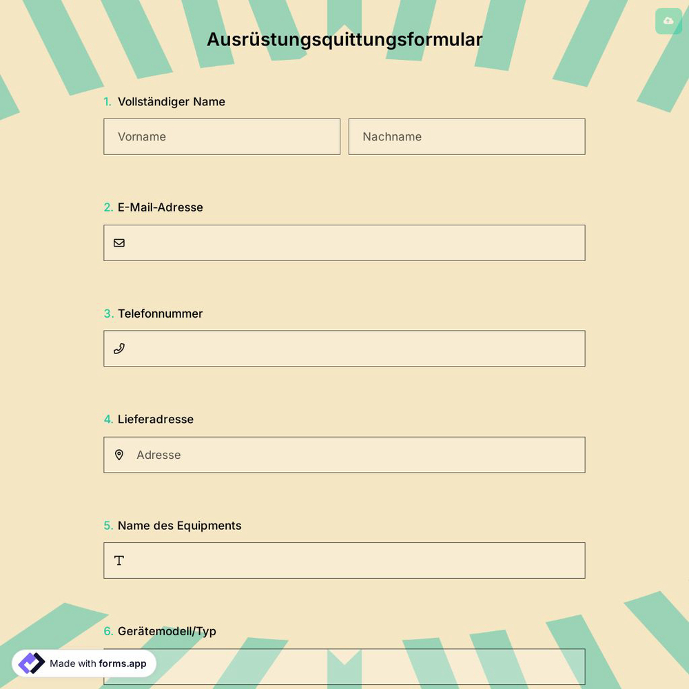 Ausrüstungsquittungsformular