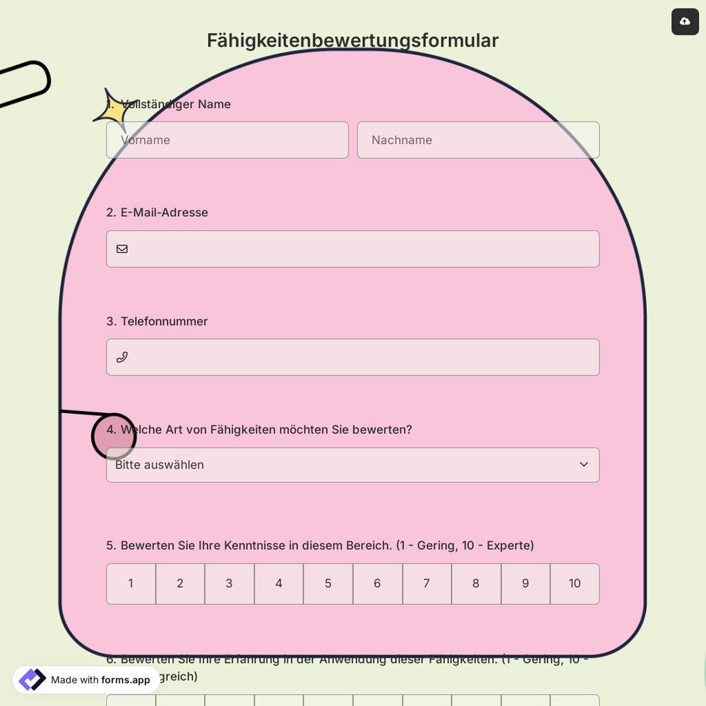 Fähigkeitenbewertungsformular