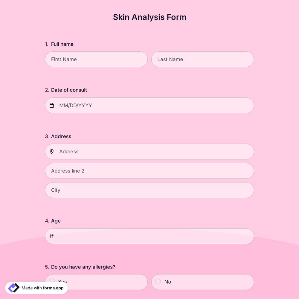 Skin Analysis Form