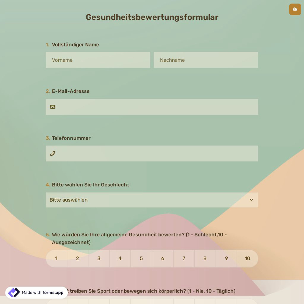 Gesundheitsbewertungsformular