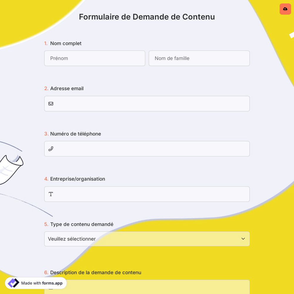 Formulaire de Demande de Contenu