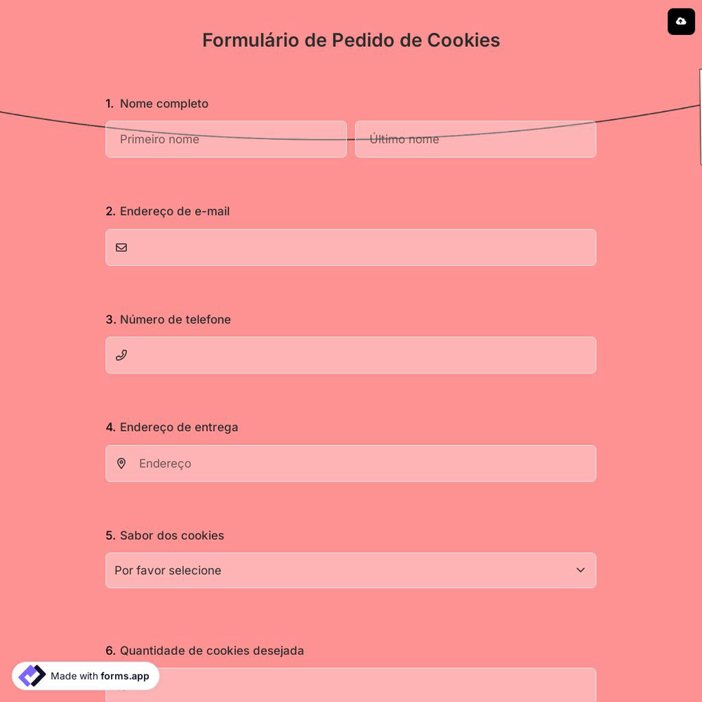 Formulário de Pedido de Cookies