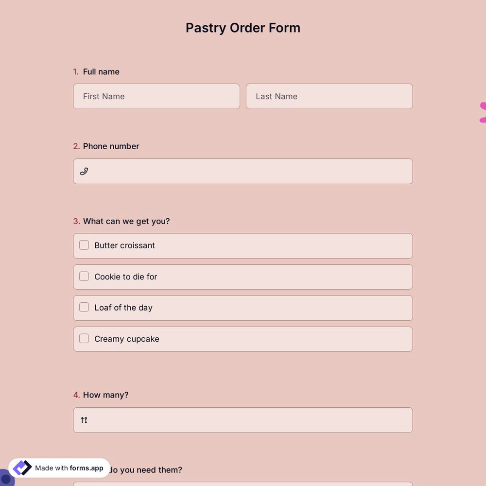 Pastry Order Form
