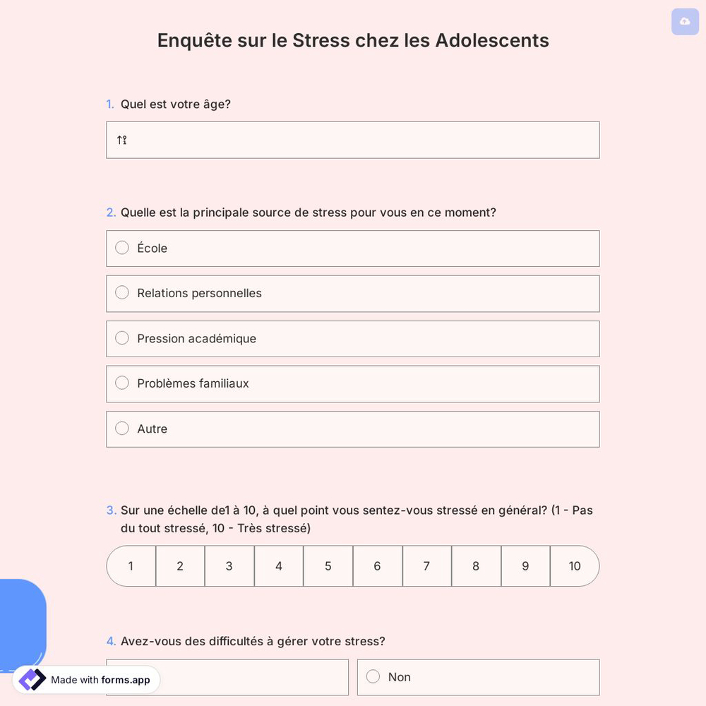 Enquête sur le Stress chez les Adolescents