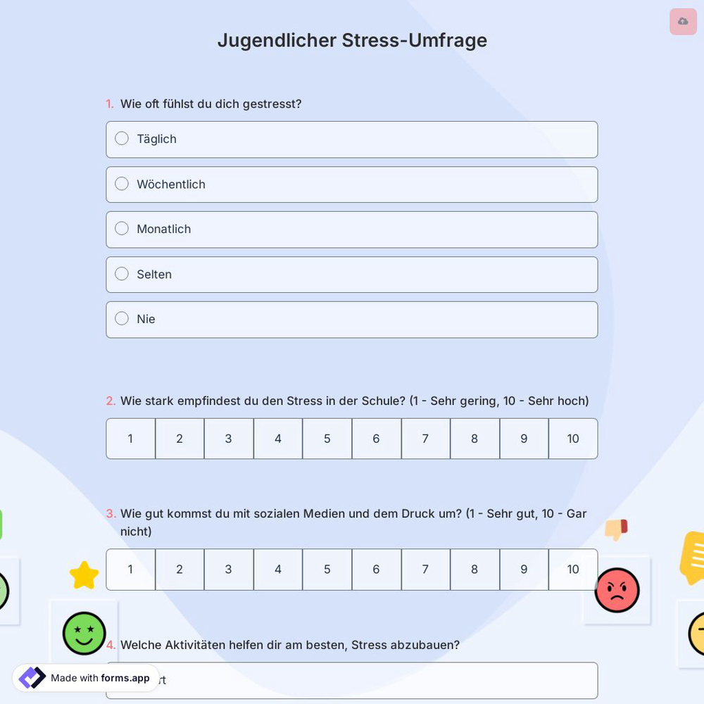 Jugendlicher Stress-Umfrage