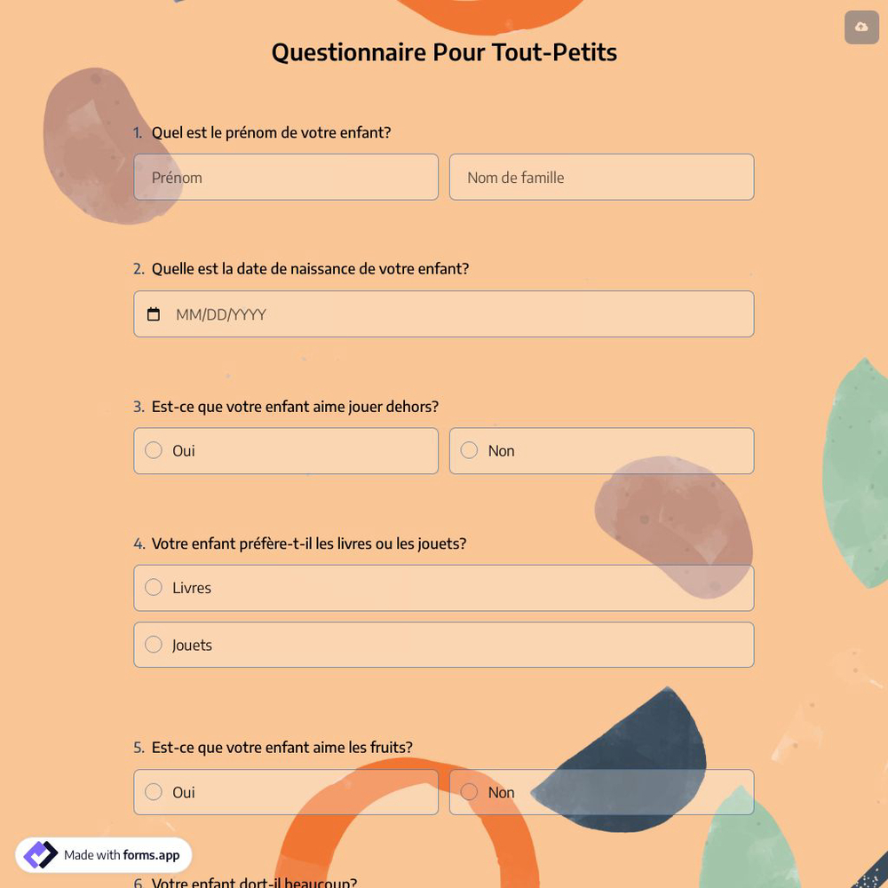 Questionnaire Pour Tout-Petits