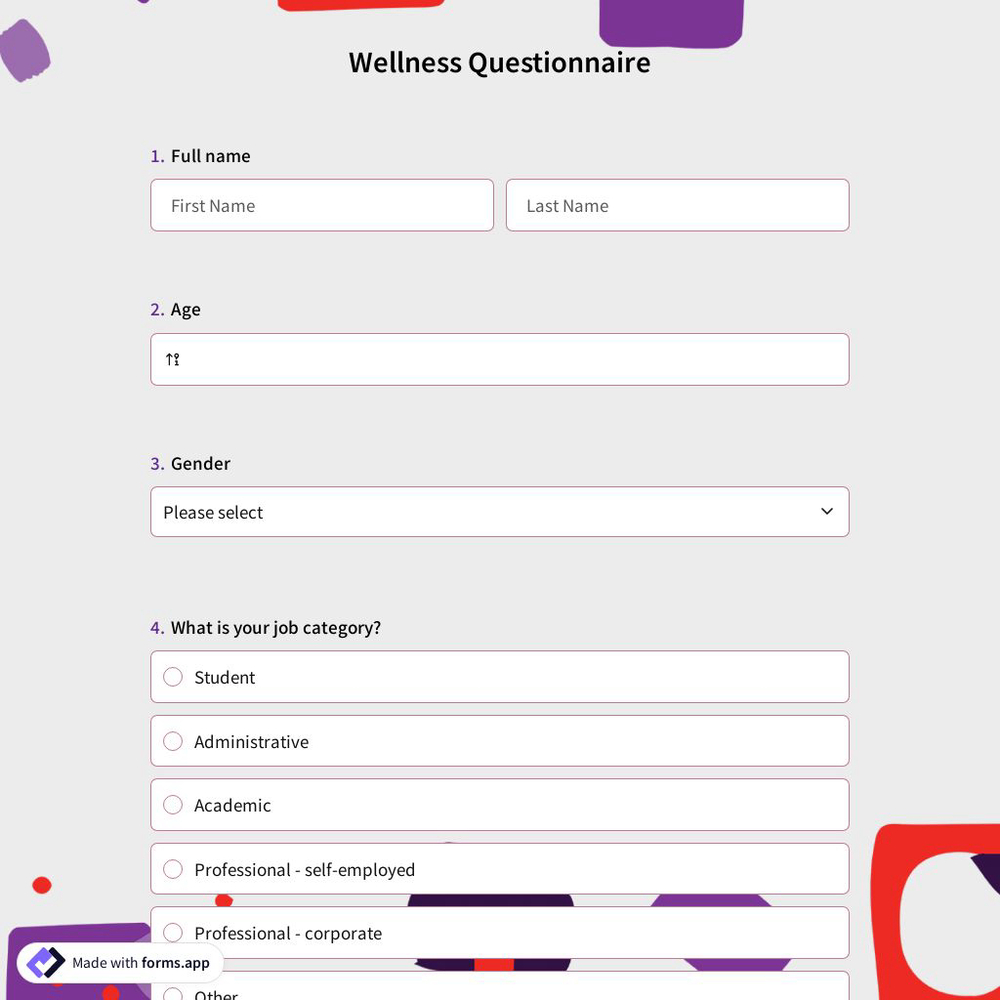 Wellness Questionnaire