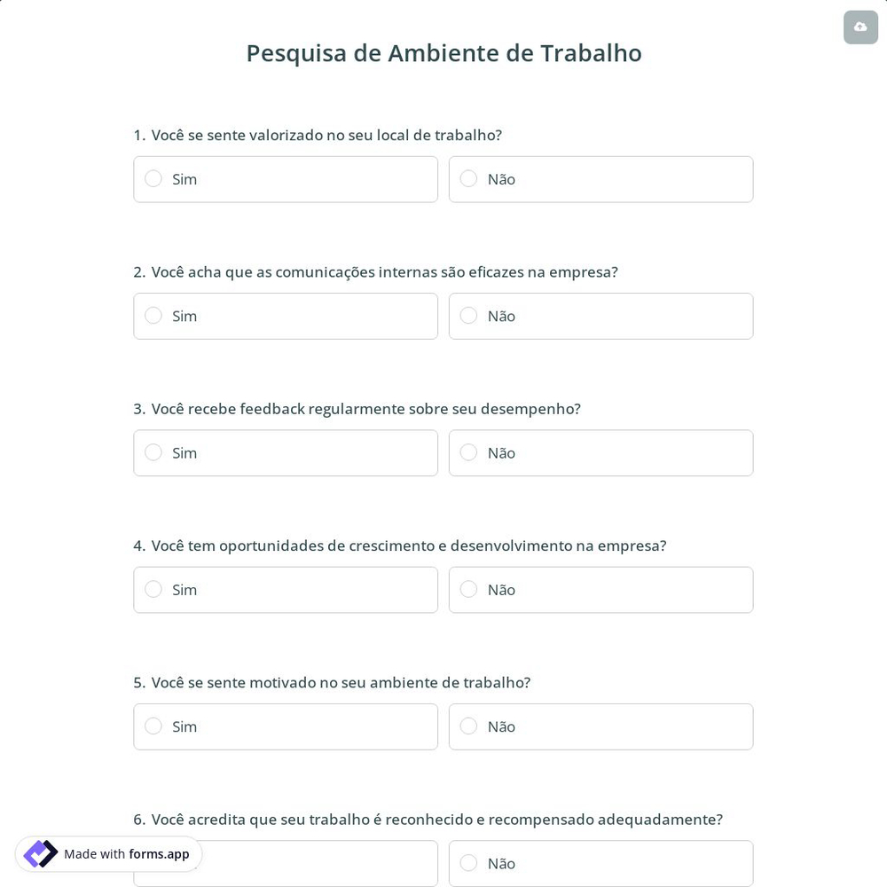 Pesquisa de Ambiente de Trabalho