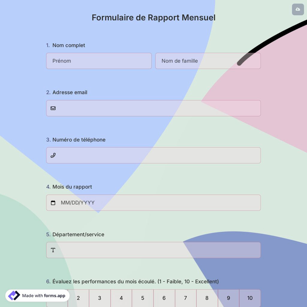 Formulaire de Rapport Mensuel