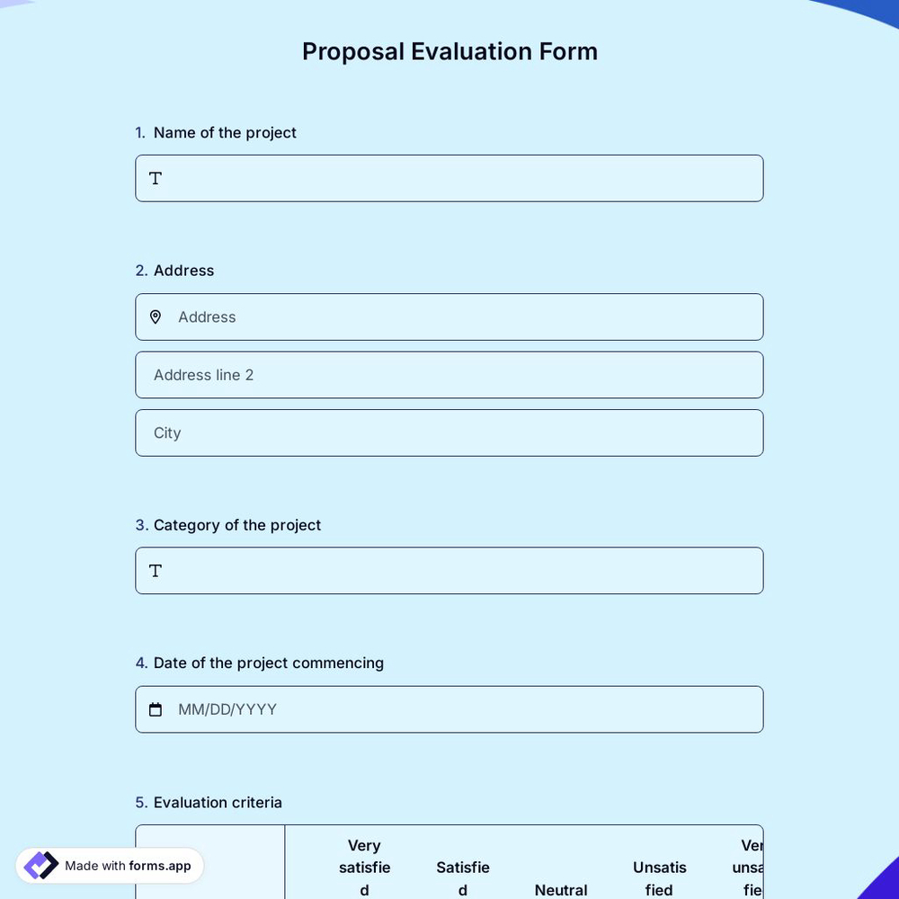Proposal Evaluation Form