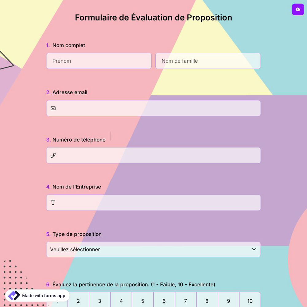 Formulaire de Évaluation de Proposition