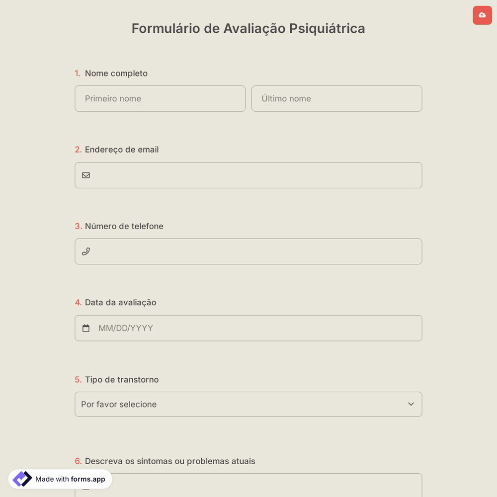 Formulário de Avaliação Psiquiátrica