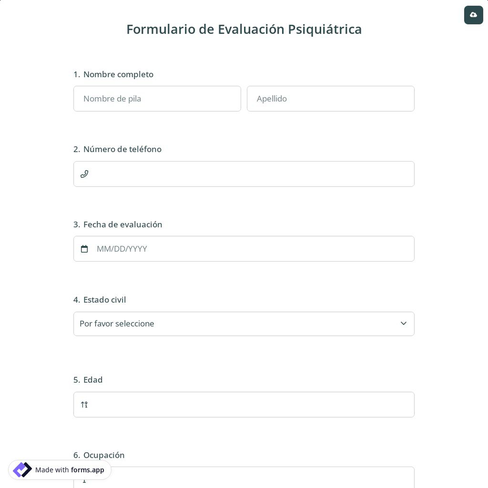Formulario de Evaluación Psiquiátrica