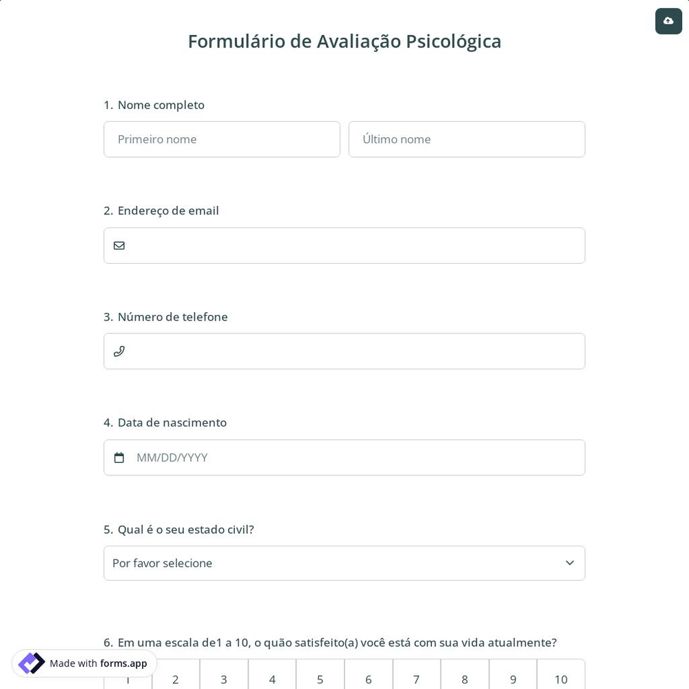 Formulário de Avaliação Psicológica
