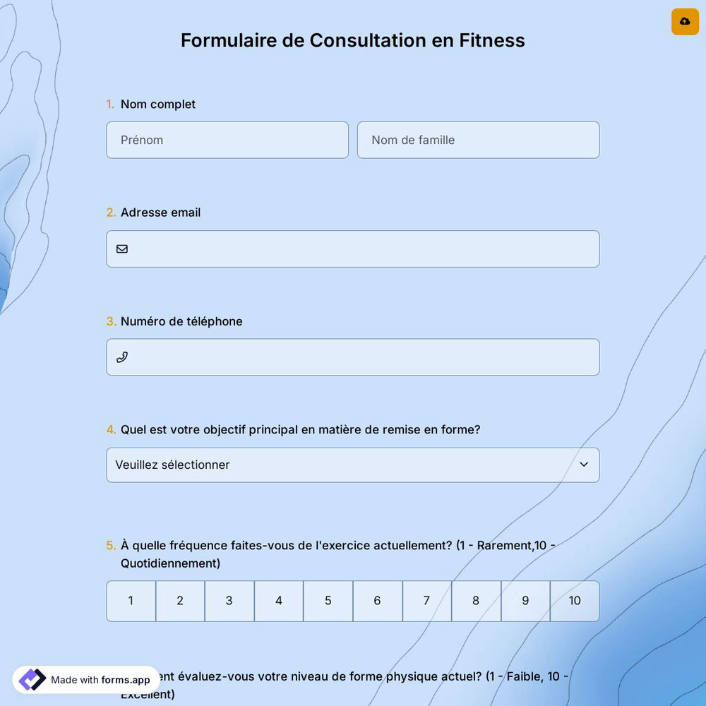 Formulaire de Consultation en Fitness
