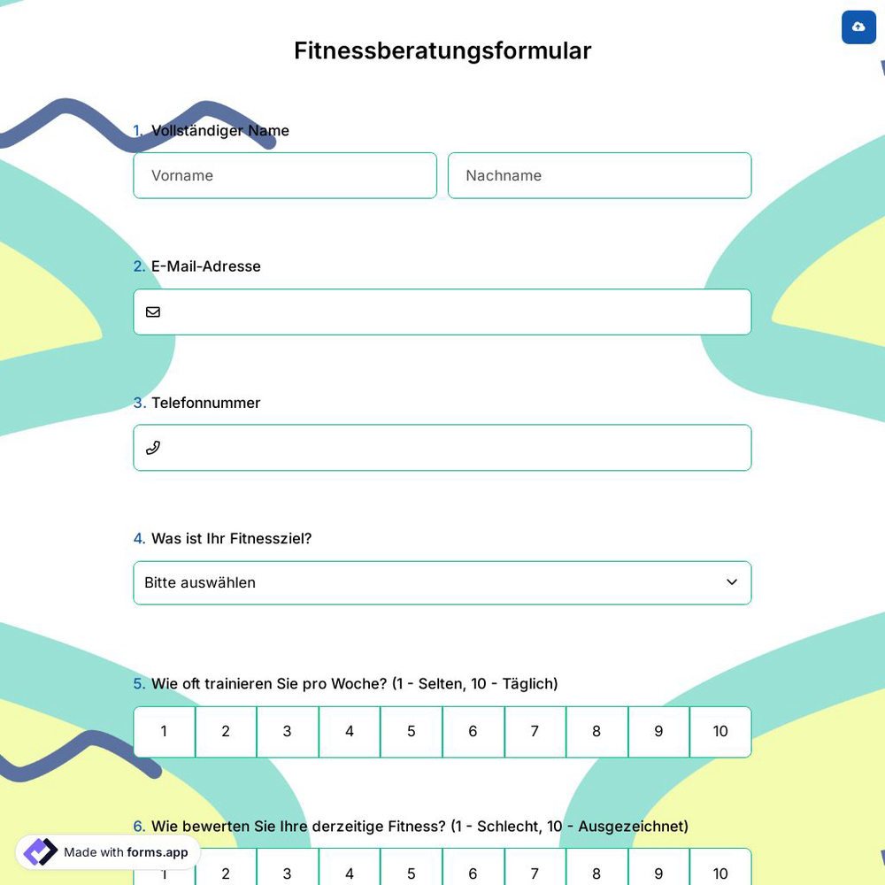 Fitnessberatungsformular