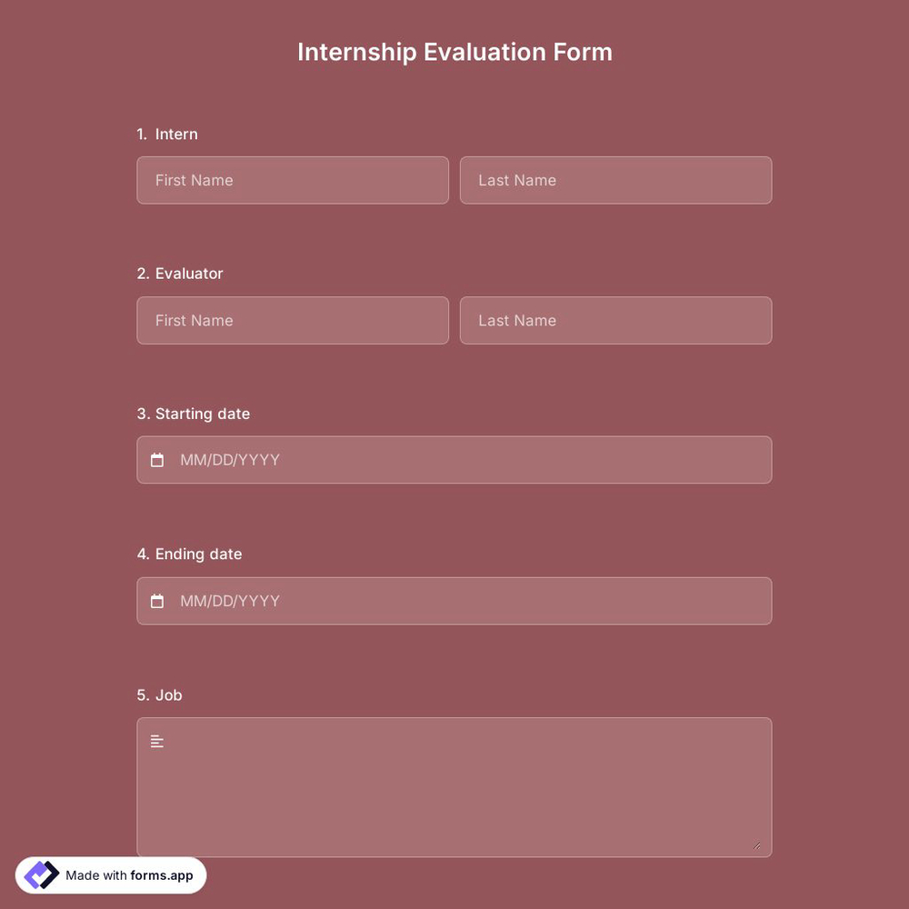 Internship Evaluation Form