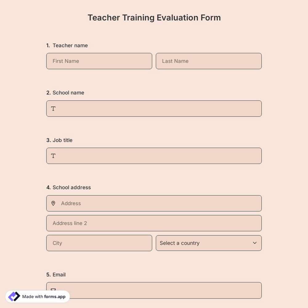 Teacher Training Evaluation Form