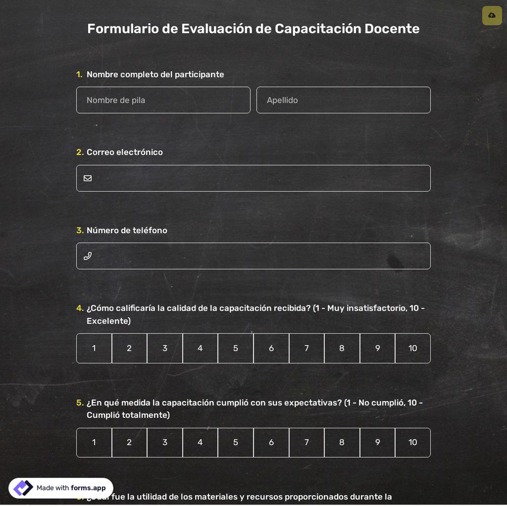 Formulario de Evaluación de Capacitación Docente