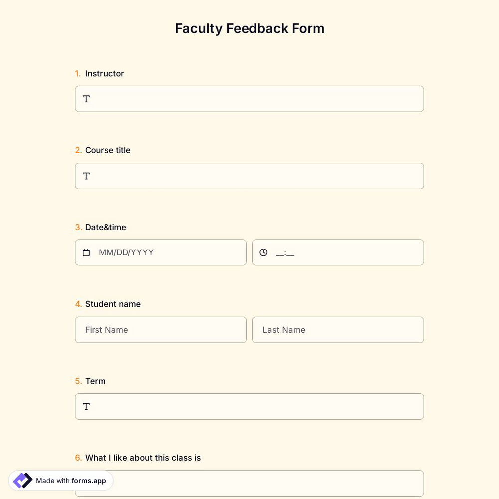 Faculty Feedback Form