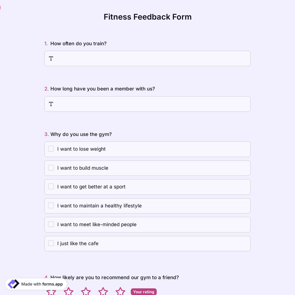 Fitness Feedback Form