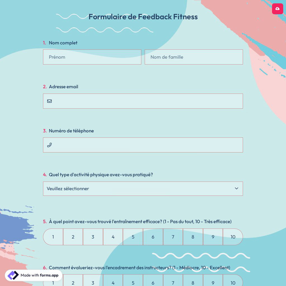 Formulaire de Feedback Fitness